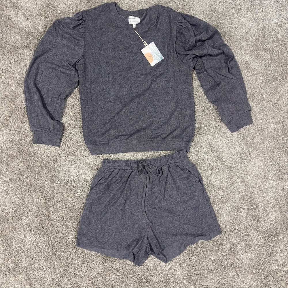 2 Piece Set | Cozy Life by the River Gray Loungewear Set Women’s Size M - Picture 2 of 5